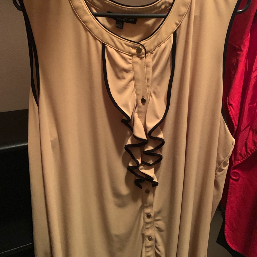 Yellow and black blouse with ruffle detail